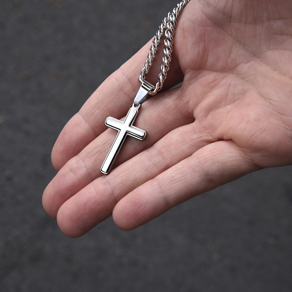 Graduation Cuban Chain with Artisan Cross Necklace