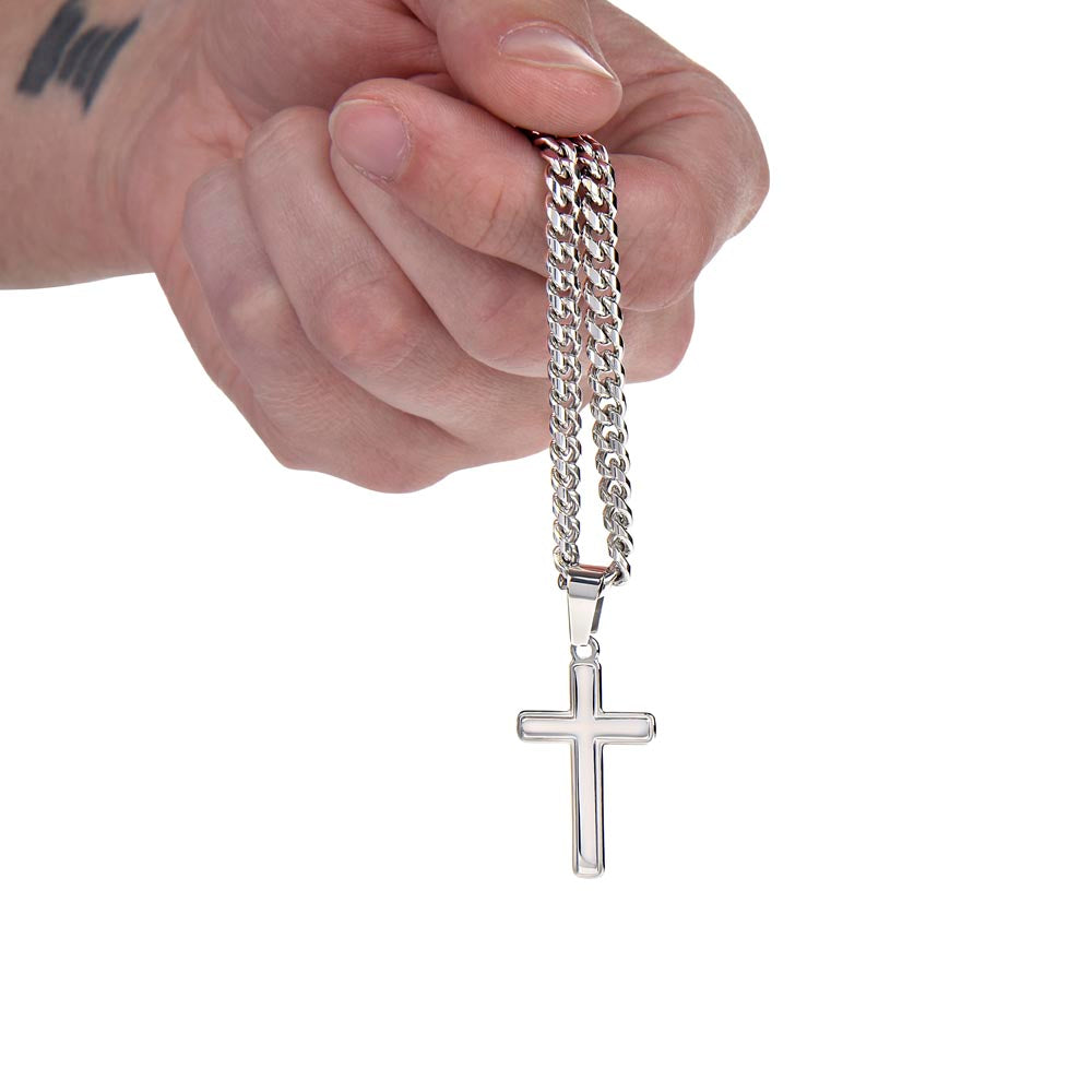 Graduation Cuban Chain with Artisan Cross Necklace