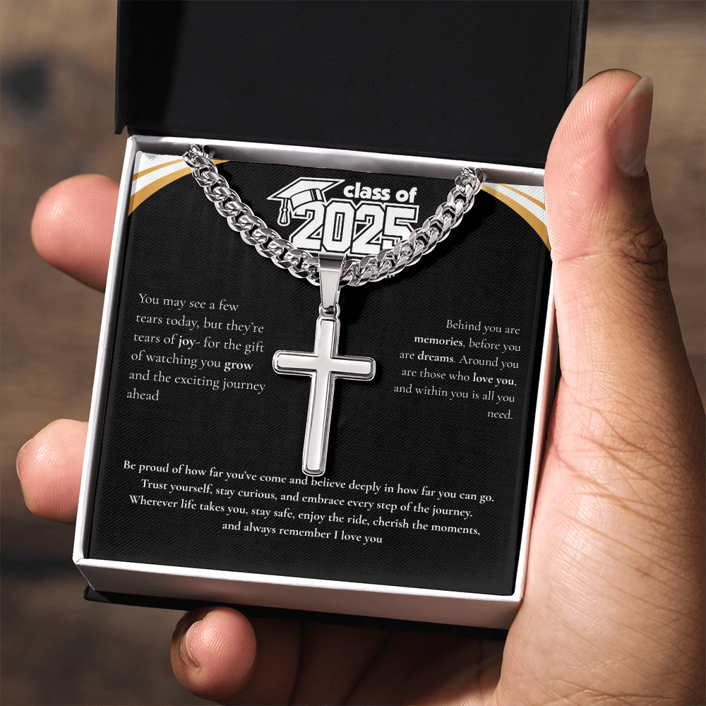 Graduation Cuban Chain with Artisan Cross Necklace