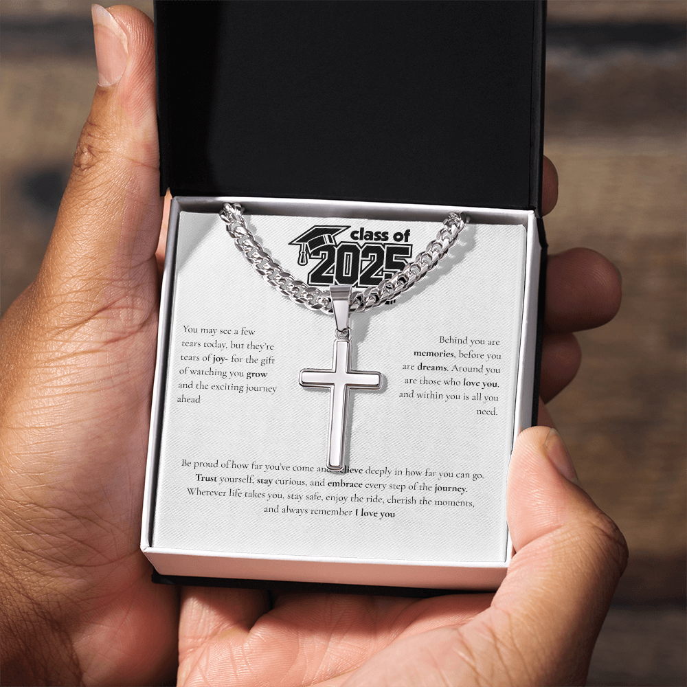 Graduation Cuban Chain with Artisan Cross Necklace