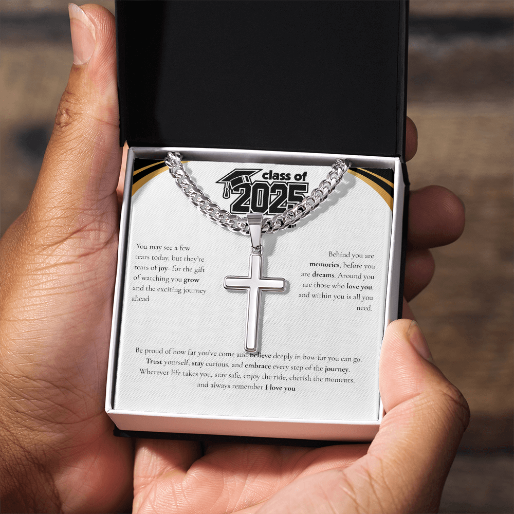 Graduation Cuban Chain with Artisan Cross Necklace
