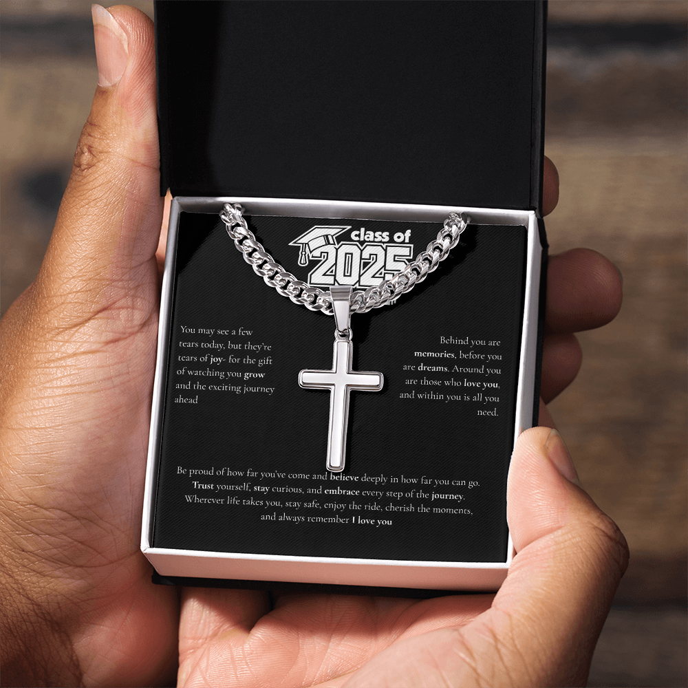 Graduation Cuban Chain with Artisan Cross Necklace