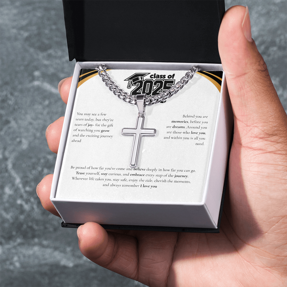 Graduation Cuban Chain with Artisan Cross Necklace
