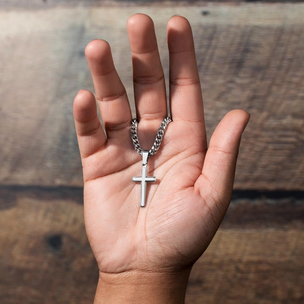 Graduation Cuban Chain with Artisan Cross Necklace