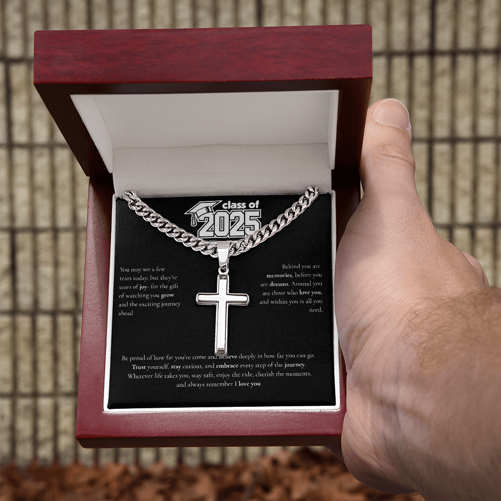 Graduation Cuban Chain with Artisan Cross Necklace