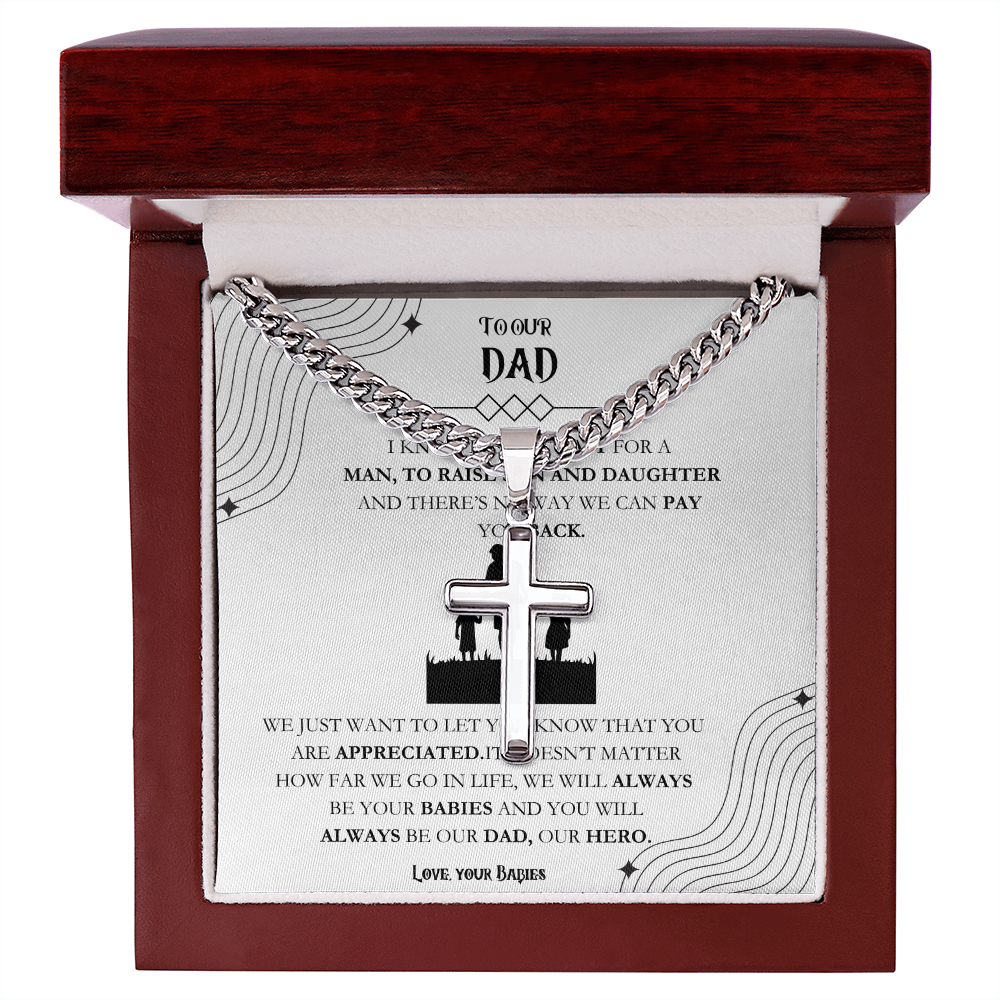Father Cuban Link Chain with Artisan Cross