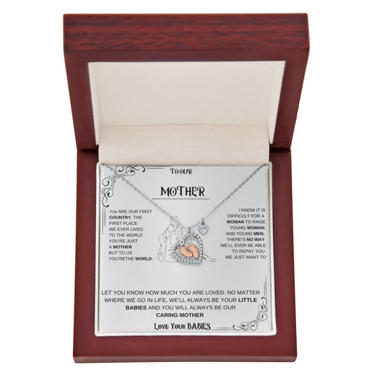 Mother Baby Feet Heart Necklace