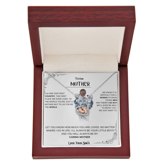 Mother Baby Feet Heart Necklace