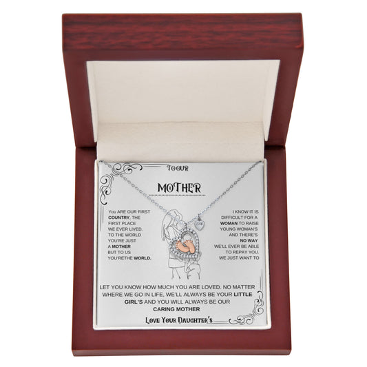 Mother Baby Feet Heart Necklace